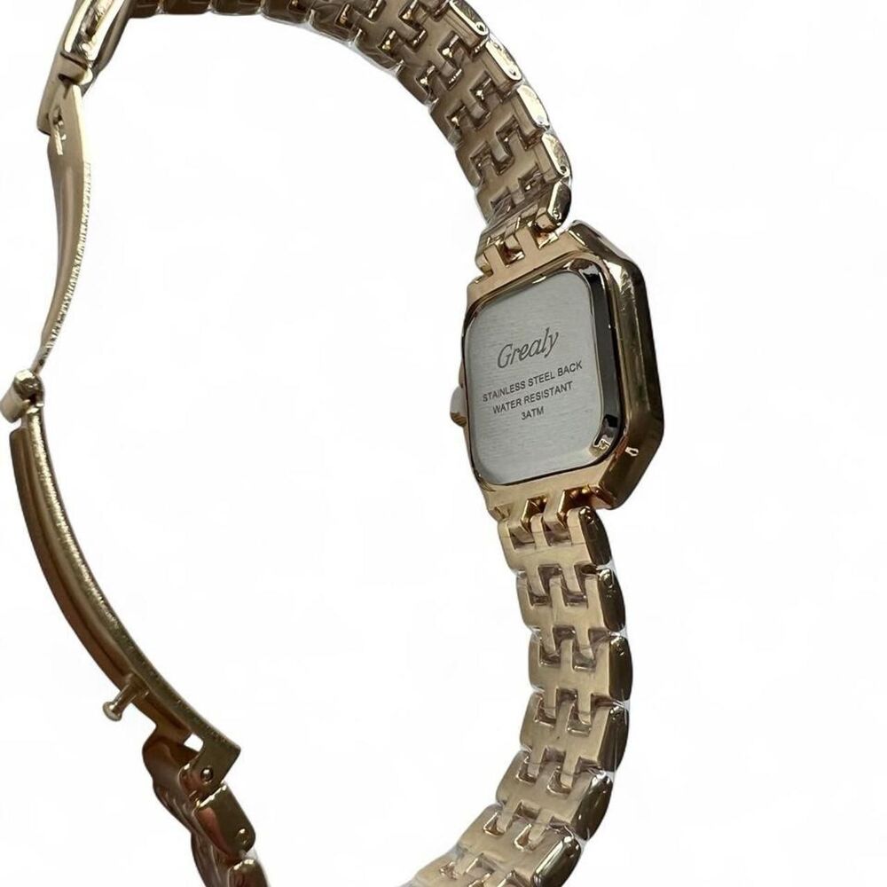 Gold Tone Square Quartz Watch - Picture 5 of 9